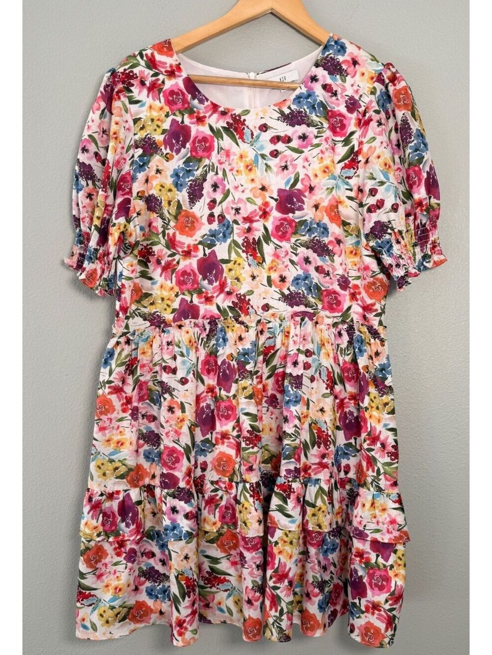 Nordstrom NSR Multicolor Floral Puff Sleeve Baby Doll Dress - Women's XL NWOT